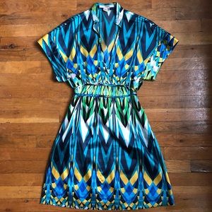 ZARA Deep V Multicolor Print Dress - Size M